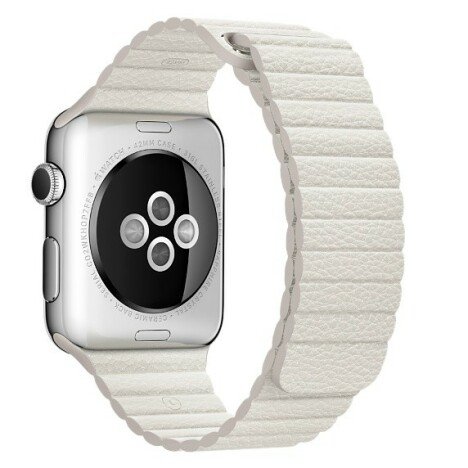 Curea iUni compatibila cu Apple Watch 1/2/3/4/5/6/7, 38mm, Leather Loop, Piele, White