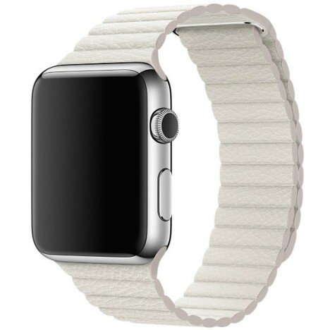 Curea iUni compatibila cu Apple Watch 1/2/3/4/5/6/7, 40mm, Leather Loop, Piele, White