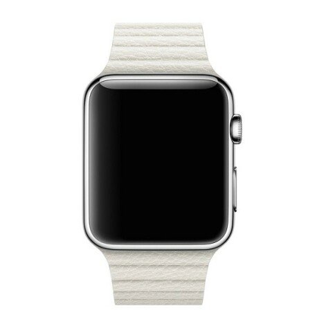 Curea iUni compatibila cu Apple Watch 1/2/3/4/5/6/7, 44mm, Leather Loop, Piele, White