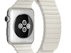 Curea iUni compatibila cu Apple Watch 1/2/3/4/5/6/7, 44mm, Leather Loop, Piele, White